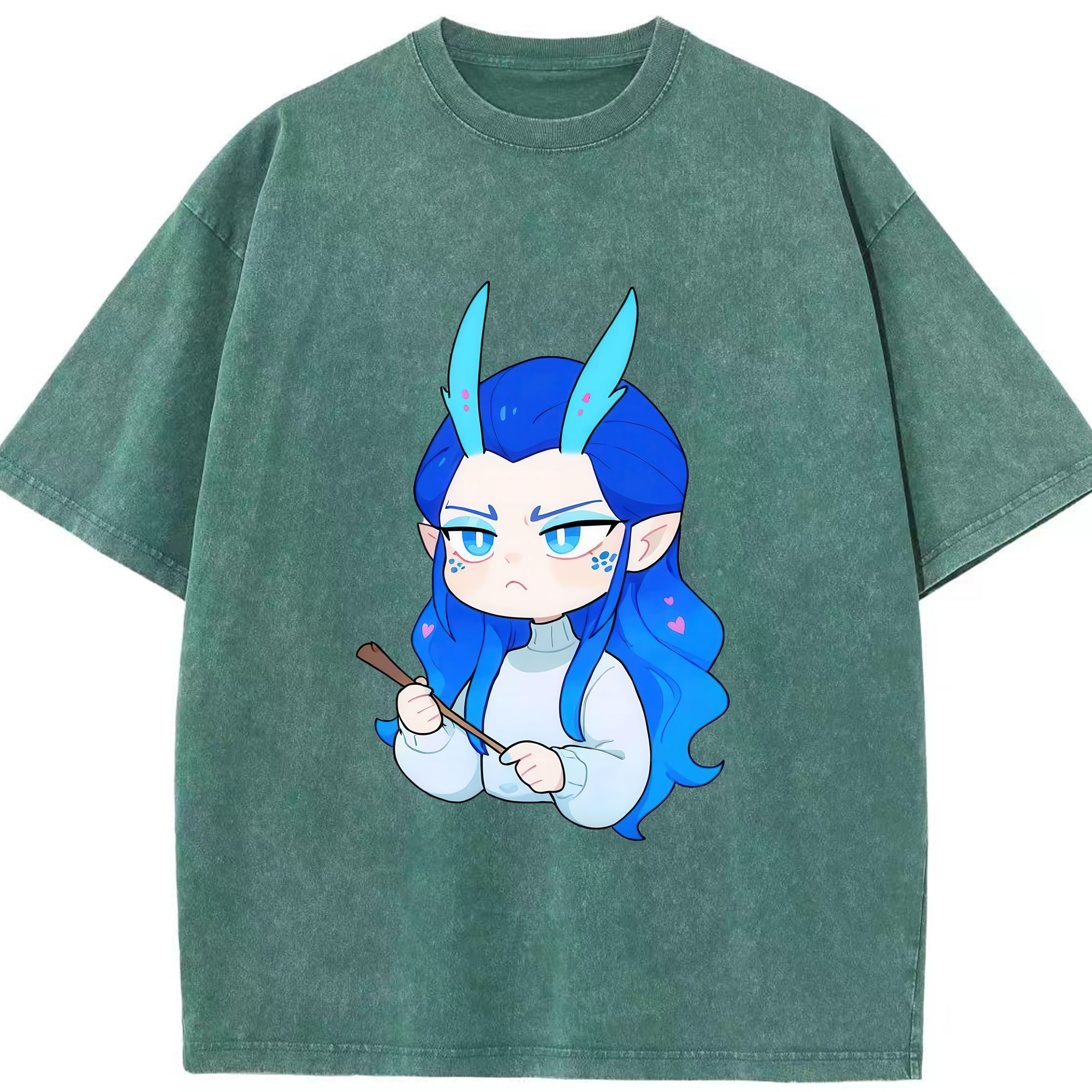 （画像用） Ne Zha 2 ナタ 魔童の大暴れ 綿100% ヴィンテージ風 半袖Tシャツ（フロントプリント）